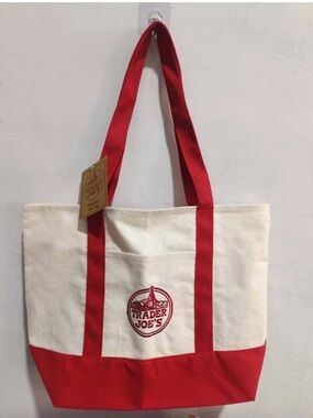 Trader Joe's Red & Cream Canvas Tote. Old school release date 1998. Limited ED